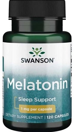 Flacon de mélatonine Swanson, complément sommeil.