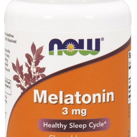 Flacon de mélatonine 3 mg Now.
