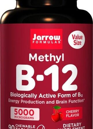 Flacon de complément alimentaire Methyl B-12, arôme cerise.