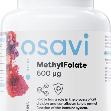 Flacon de complément alimentaire MethylFolate 600 µg.