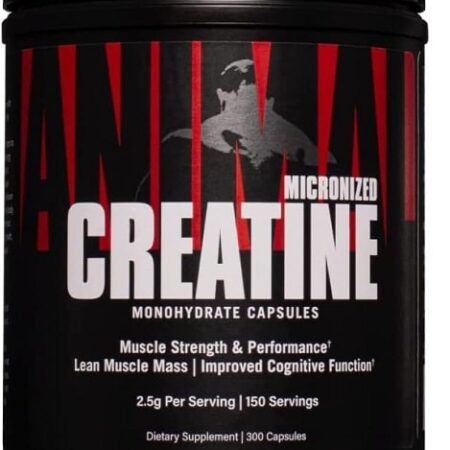 Pot de créatine monohydrate pour musculation.