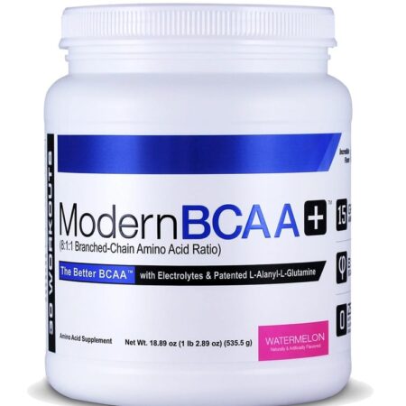 Pot de supplément BCAA moderne, saveur pastèque.