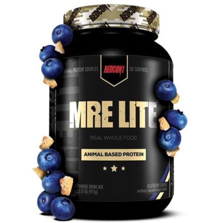 Pot de protéines MRE Lite, saveur myrtille.