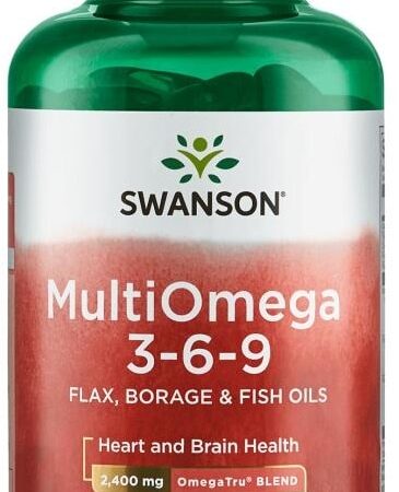 Bouteille MultiOmega 3-6-9 Swanson, complément alimentaire.