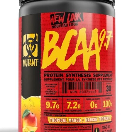 Pot de supplément BCAA saveur mangue tropicale.