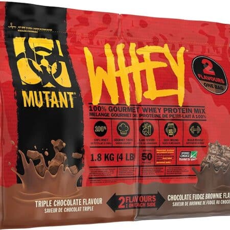 Paquet de protéines Whey Mutant chocolat.