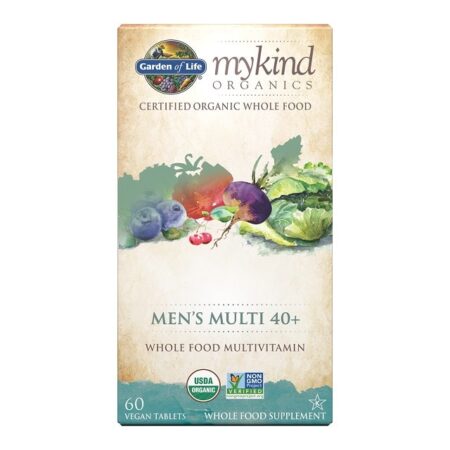 Multivitamines bio pour hommes 40+, 60 comprimés végans.
