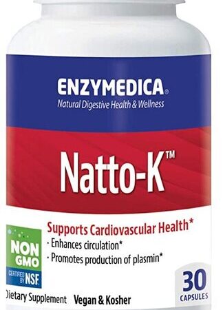 Flacon Enzymedica Natto-K, complément santé cardiovasculaire.