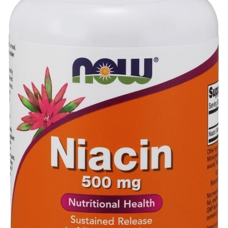 Flacon de Niacine 500 mg, supplément nutritionnel.