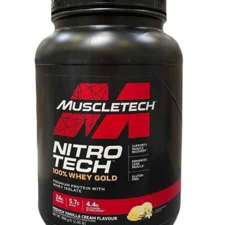 Pot de protéines vanille Muscletech Nitro Tech.