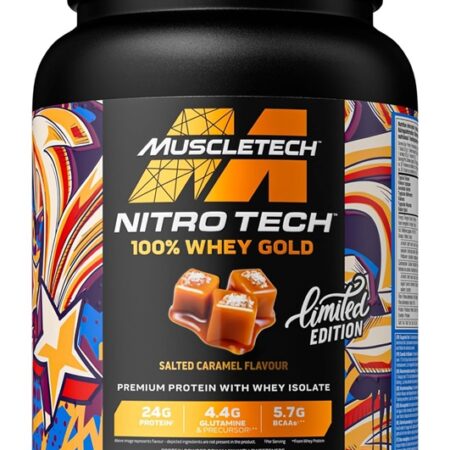 Pot de protéines Nitro Tech, caramel salé.