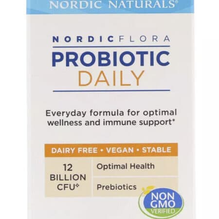 Probiotiques quotidiens Nordic Naturals, sans lactose, végan.