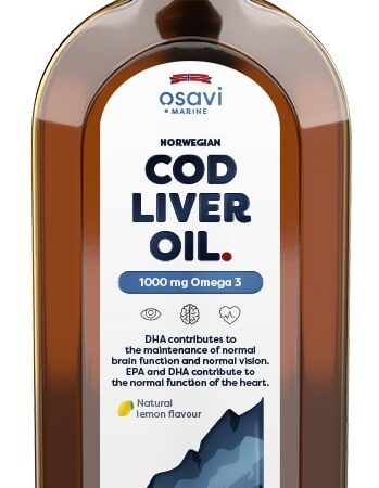 Norwegian Cod Liver Oil, 1000mg Omega 3 (Lemon) - 500 ml.