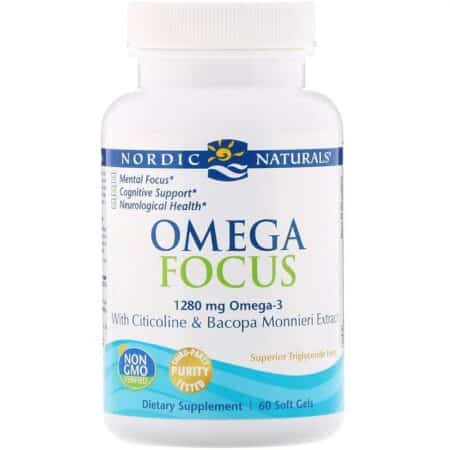 Supplément Omega-3 Nordic Naturals pour concentration et santé.