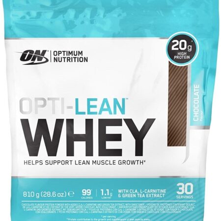Poudre de protéine whey chocolat Optimum Nutrition.