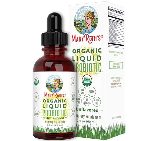 Probiotique liquide bio MaryRuth's, complément alimentaire.