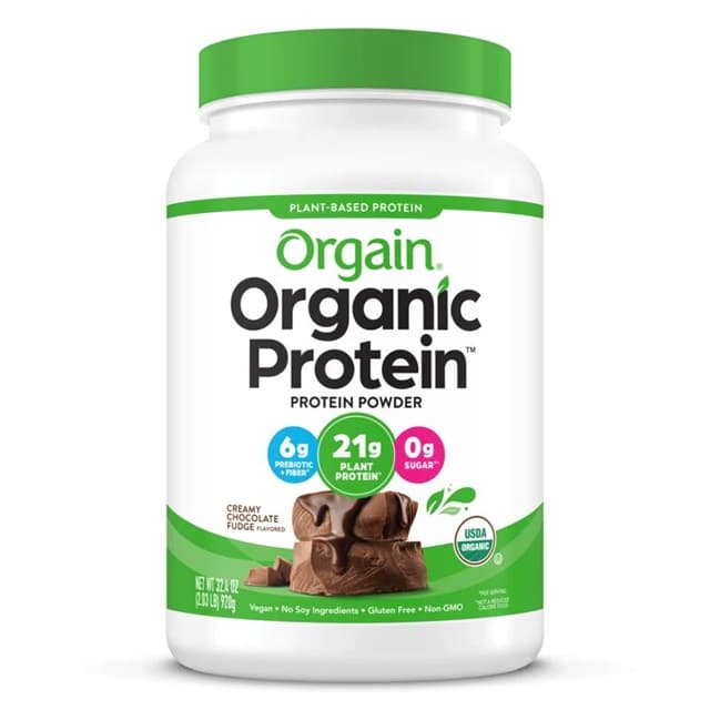 Pot de protéine végétale Orgain bio.