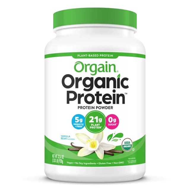Protéine bio végétale Orgain vanille.