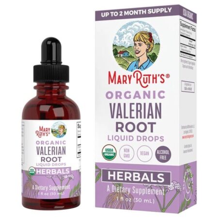 Gouttes de valériane bio MaryRuth's, complément alimentaire liquide.