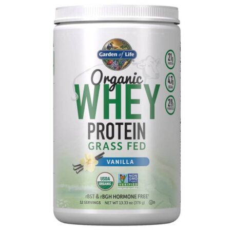 Protéine de whey bio vanille nourrie à l'herbe.