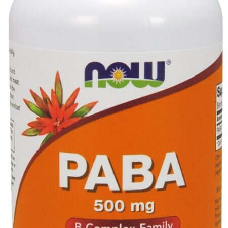 Bouteille PABA 500 mg, complément alimentaire, 100 capsules.