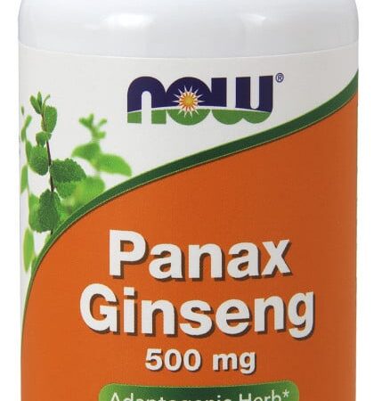 Flacon Ginseng Panax 500 mg, complément alimentaire, 100 capsules.