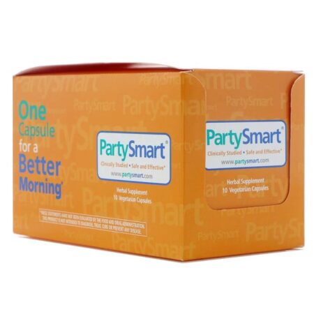 Boîte de complément alimentaire PartySmart, capsules végétariennes.
