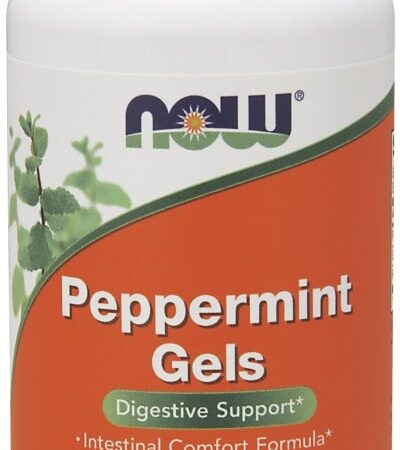 Gélules de menthe poivrée pour digestion NOW, complément alimentaire.