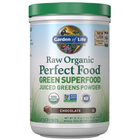 Poudre superalimentaire bio aux légumes verts, chocolat.