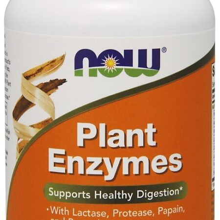 Flacon d'enzymes végétales NOW, complément alimentaire.