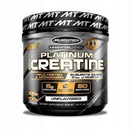 Pot de créatine Platinum MuscleTech non aromatisé.