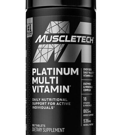 Complément multivitamines Muscletech Platinum pour sportifs.