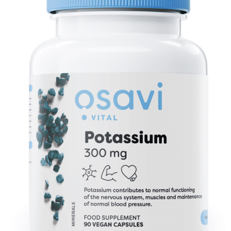 Flacon de supplément de potassium, capsules véganes.