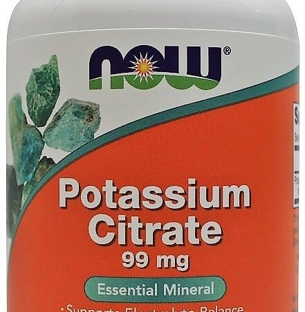 Flacon de citrate de potassium 99 mg, complément végétalien.
