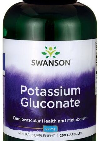 Flacon de gluconate de potassium Swanson, complément minéral.