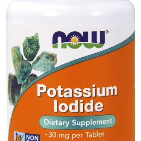 Bouteille de complément alimentaire en iode de potassium.