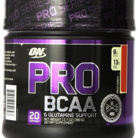Pot de compléments alimentaires PRO BCAA et glutamine.