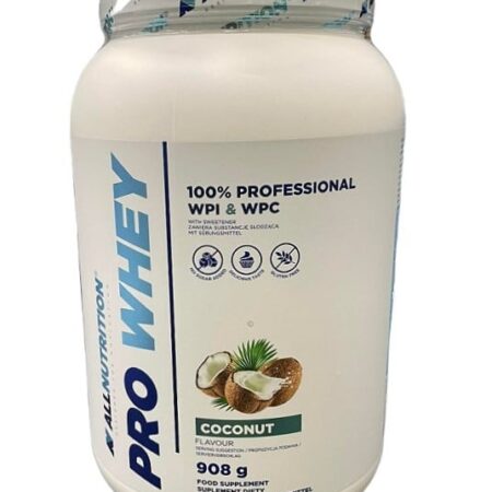 Pot de protéine whey à la noix de coco.