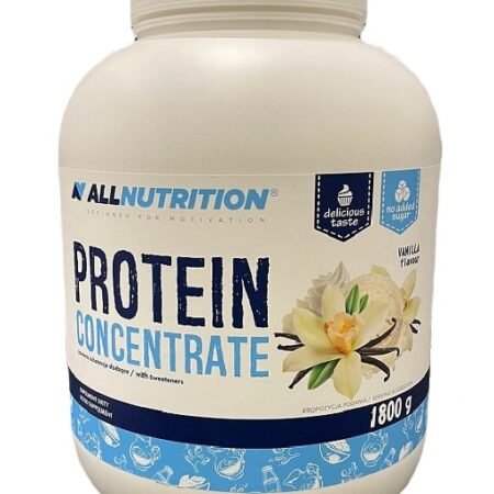 Pot de protéines concentrées vanille, complément alimentaire sport.