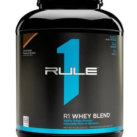 Pot de protéines whey R1 chocolat beurre de cacahuète.