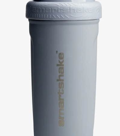 Gourde sportive Smartshake grise avec bouchon.