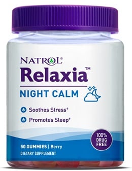 Pot de gommes Natrol Relaxia pour le sommeil.