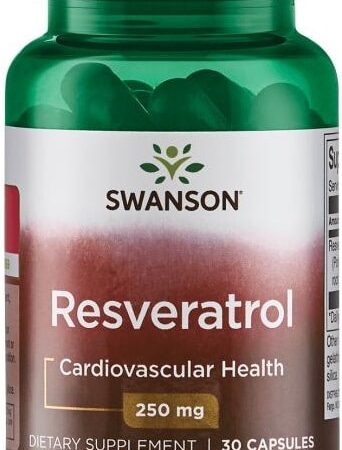 Flacon de resvératrol Swanson, santé cardiovasculaire.