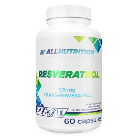 Bouteille de complément alimentaire Resveratrol 60 capsules.