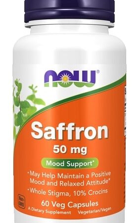 Flacon de complément alimentaire au safran, 50 mg.