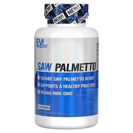 Flacon de supplément Saw Palmetto, santé prostatique, vegan.
