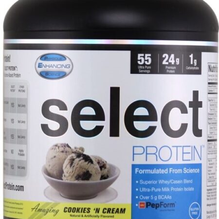 Pot de protéine saveur cookies-crème.