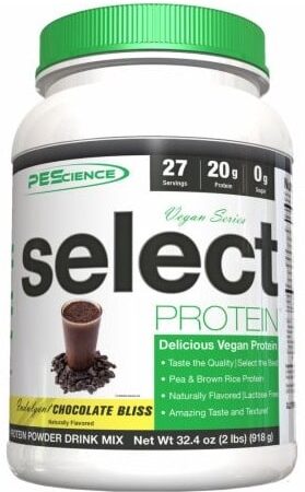 Pot de protéine végane chocolat Select PEScience.