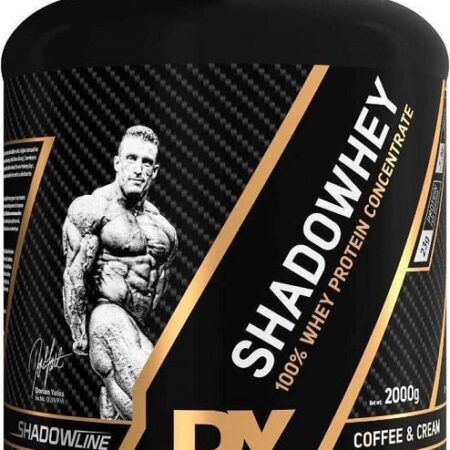 Pot de protéine whey, saveur café et crème.