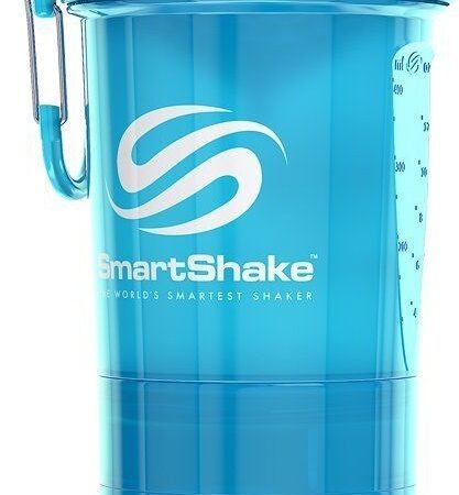 Shaker bleu SmartShake pour sportifs et compléments.